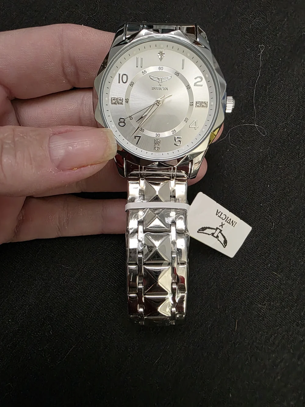Invicta Silver Stainless Steel Men's Watch with Crystal Accents